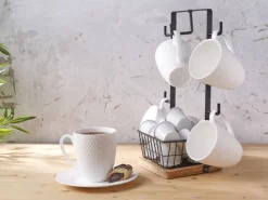 Gourmet Basics® Stella Mug Tree with Storage Basket- Fruit And Storage Baskets