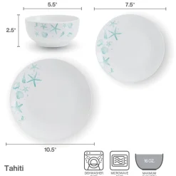 Studio Nova Tahiti 12 Piece Dinnerware Set, Service for 4- Dinnerware Service For 4
