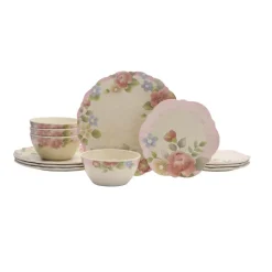 Pfaltzgraff® Tea Rose Outdoor Melamine Dinnerware Set- Dinnerware Service For 8|Dinnerware Service For 4