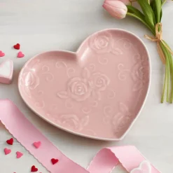 Pfaltzgraff® Tea Rose Pink Heart Shaped Plate- Appetizer Plates