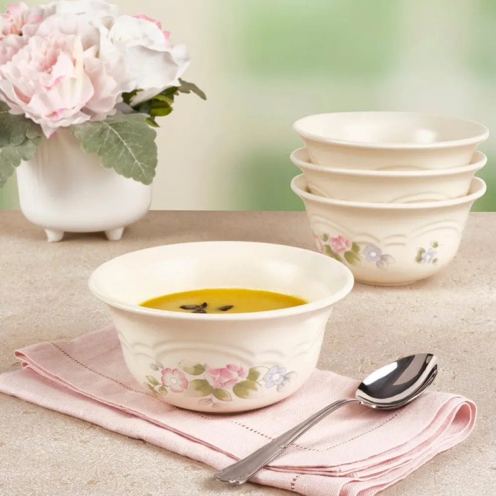 Pfaltzgraff® Tea Rose Set of 4 Deep Soup Cereal Bowls- Soup Cereal Bowls
