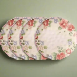 Pfaltzgraff® Tea Rose Set of 4 Outdoor Melamine Dinner Plates- Dinner Plates