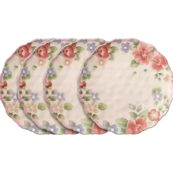 Pfaltzgraff® Tea Rose Set of 4 Outdoor Melamine Dinner Plates- Dinner Plates