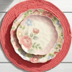Pfaltzgraff® Tea Rose Set of 4 Outdoor Melamine Dinner Plates- Dinner Plates