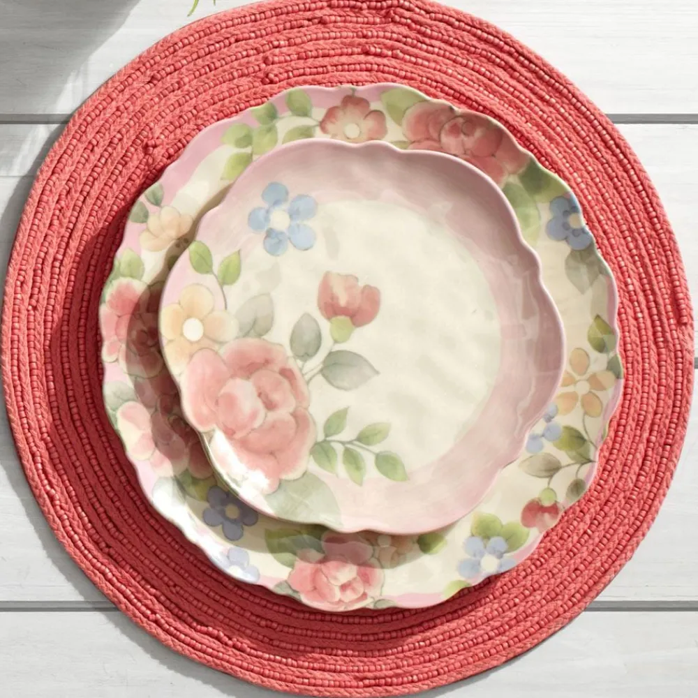 Pfaltzgraff® Tea Rose Set of 4 Outdoor Melamine Dinner Plates- Dinner Plates