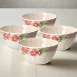Pfaltzgraff® Tea Rose Set of 4 Outdoor Melamine Cereal Bowls- Soup Cereal Bowls