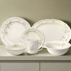 Pfaltzgraff® Tearose 32 Piece Dinnerware Set Service for 8 with Serveware- Dinnerware Service For 8