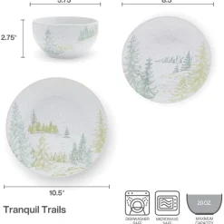 Pfaltzgraff® Tranquil Trails 12 Piece Dinnerware Set, Service for 4- Dinnerware Service For 4