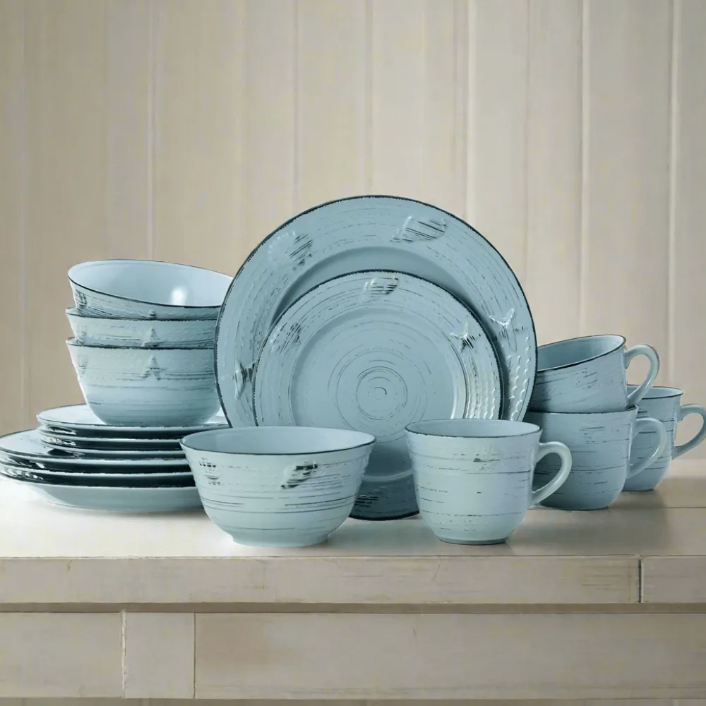 Pfaltzgraff® Trellis Coastal Teal 16 Piece Dinnerware Set, Service for 4- Dinnerware Service For 4