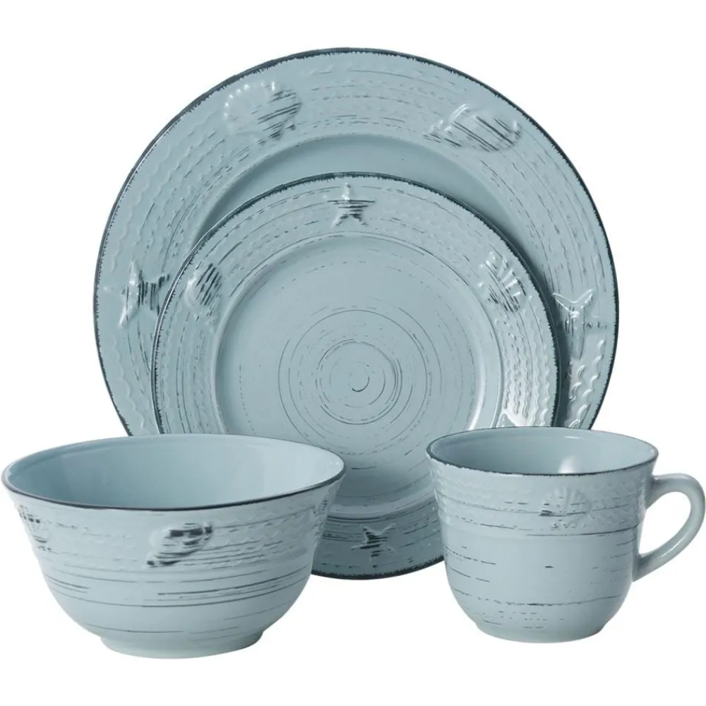 Pfaltzgraff® Trellis Coastal Teal 16 Piece Dinnerware Set, Service for 4- Dinnerware Service For 4