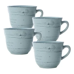 Pfaltzgraff® Trellis Coastal Teal Set of 4 Mugs- Coffee Mugs