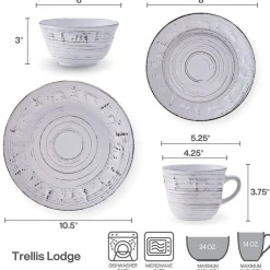 Pfaltzgraff® Trellis Lodge White 16 Piece Dinnerware Set, Service for 4- Dinnerware Service For 4
