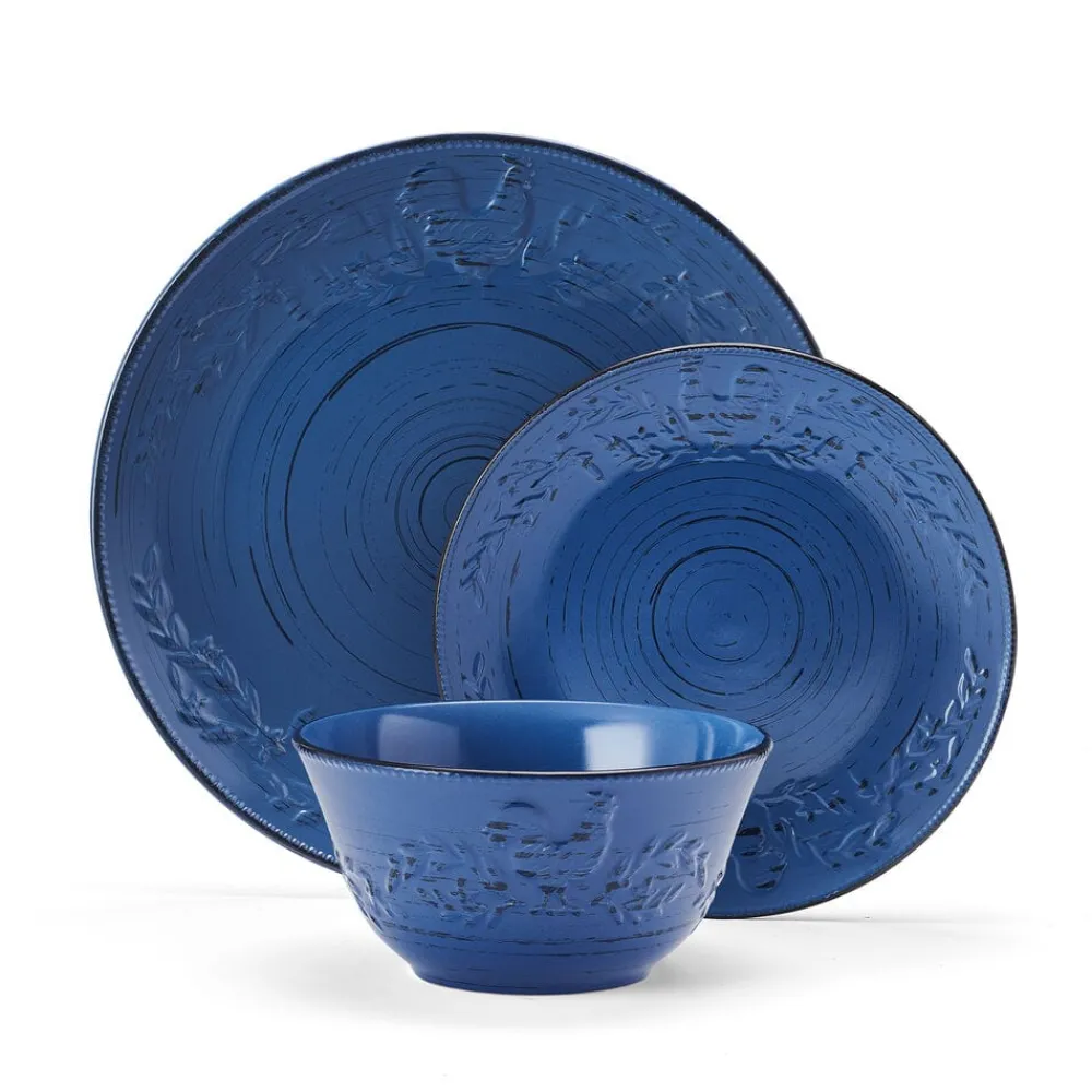 Pfaltzgraff® Trellis Rooster Blue 12 Piece Set, Service for 4- Dinnerware Service For 4