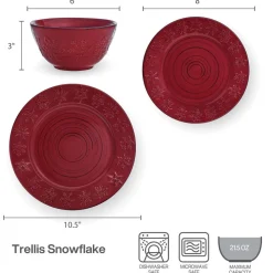 Pfaltzgraff® Trellis Snowflakes 12 Piece Dinnerware Set, Service for 4- Dinnerware Service For 4