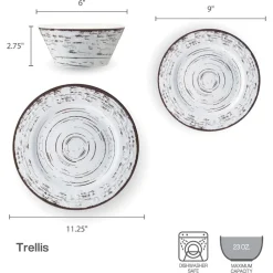 Pfaltzgraff® Trellis White 12 Piece Outdoor Melamine Dinnerware Set, Service for 4- Dinnerware Service For 4