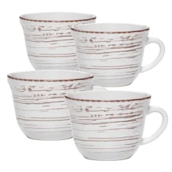 Pfaltzgraff® Trellis White Set of 4 Mugs- Coffee Mugs