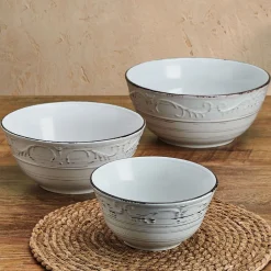 Pfaltzgraff® Trellis White Set of 3 Serving Bowls- Serve Bowls