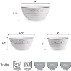 Pfaltzgraff® Trellis White Set of 3 Serving Bowls- Serve Bowls