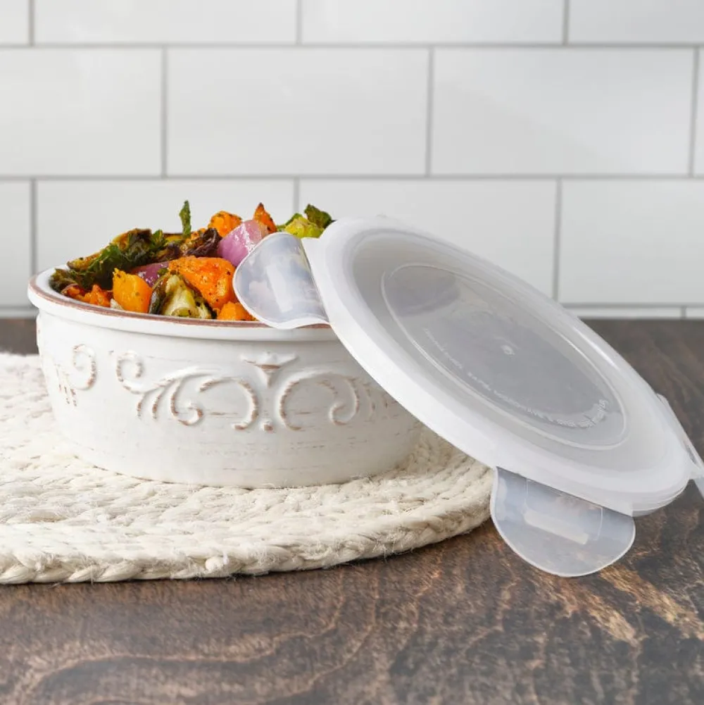 Pfaltzgraff® Trellis White Storage Bowl with Lid- Serve Bowls
