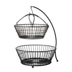 Gourmet Basics® Tully 2 Tier Fruit Storage Basket with Banana Hook- Fruit And Storage Baskets
