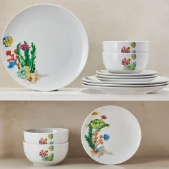 Studio Nova Underwater Life 12 Piece Dinnerware Set, Service for 4- Dinnerware Service For 4