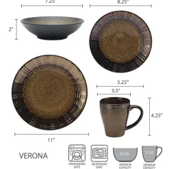 Gourmet Basics® Verona 16 Piece Dinnerware Set, Service for 4- Dinnerware Service For 4