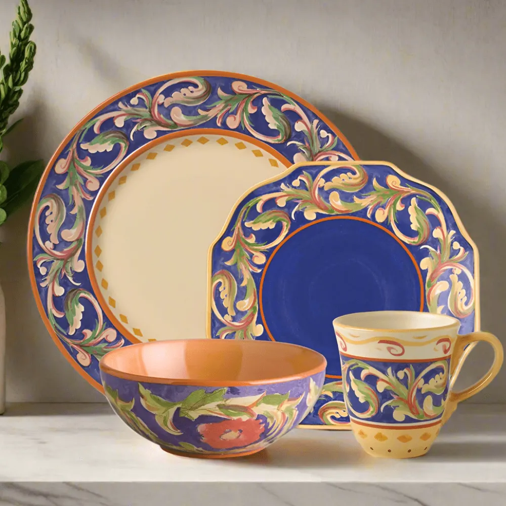 Pfaltzgraff® Villa della Luna® Blue Dinnerware Set- Dinnerware Service For 8|Dinnerware Service For 4