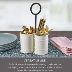 Towle® Living White Flatware Metal Storage Caddy- Flatware Caddies