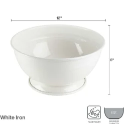 Towle® Living White Footed Metal Serve Bowl- Serve Bowls