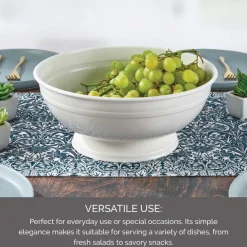Towle® Living White Footed Metal Serve Bowl- Serve Bowls