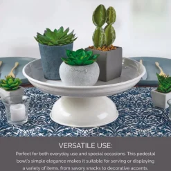 Towle® Living White Pedestal Metal Serve Bowl- Serve Bowls