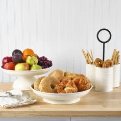 Towle® Living White Pedestal Metal Serve Bowl- Serve Bowls