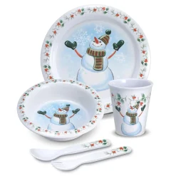 Pfaltzgraff® Winterberry® 5 Piece Snowman Childrens Set- Soup Cereal Bowls|Dinner Plates