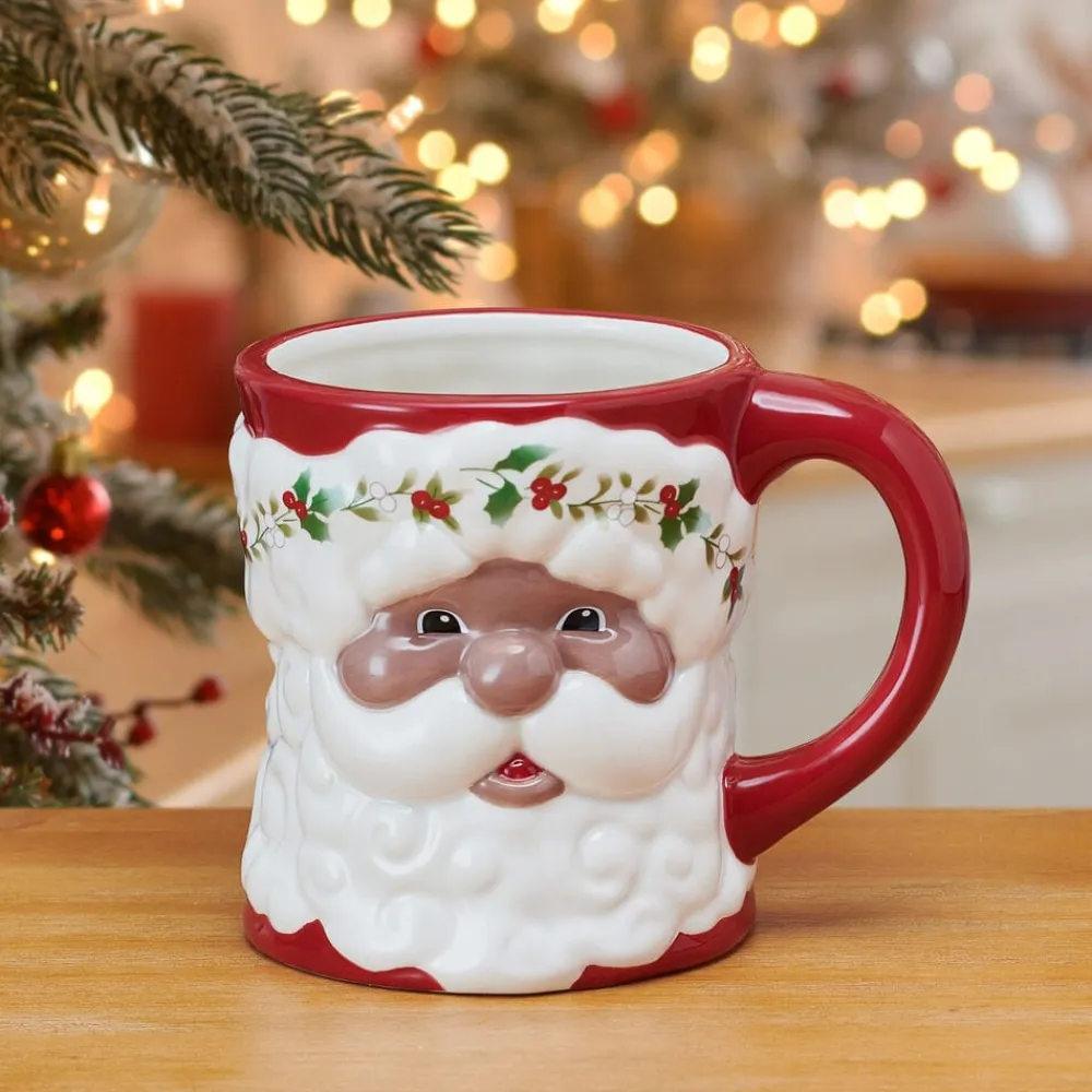 Pfaltzgraff® Winterberry® African American Santa Mug- Coffee Mugs