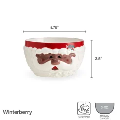 Pfaltzgraff® Winterberry® African American Jolly Santa Sculpted Cereal Bowl- Soup Cereal Bowls