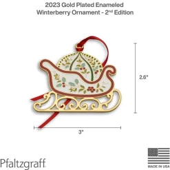 Pfaltzgraff® Winterberry® Gold Plated Enamel Sleigh Christmas Ornament- Decor