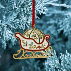 Pfaltzgraff® Winterberry® Gold Plated Enamel Sleigh Christmas Ornament- Decor