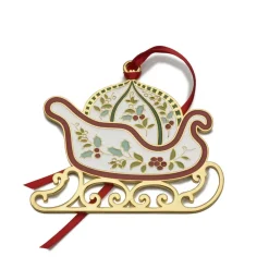 Pfaltzgraff® Winterberry® Gold Plated Enamel Sleigh Christmas Ornament- Decor