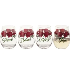 Pfaltzgraff® Winterberry® Ribbon Set of 4 Stemless Wine Glasses- Drinking Glasses