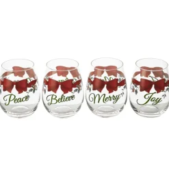 Pfaltzgraff® Winterberry® Ribbon Set of 4 Stemless Wine Glasses- Drinking Glasses