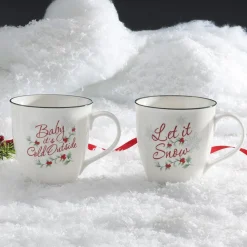 Pfaltzgraff® Winterberry® Set of 2 Baby Its Cold Outside and Let It Snow Mugs- Coffee Mugs
