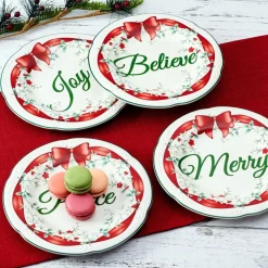 Pfaltzgraff® Winterberry® Set of 4 Red Ribbon Salad Plates- Salad Plates