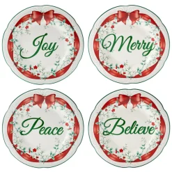 Pfaltzgraff® Winterberry® Set of 4 Red Ribbon Salad Plates- Salad Plates