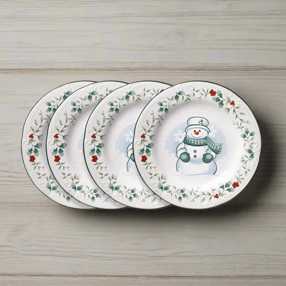 Pfaltzgraff® Winterberry® Set of 4 Snowman Salad Plates- Salad Plates