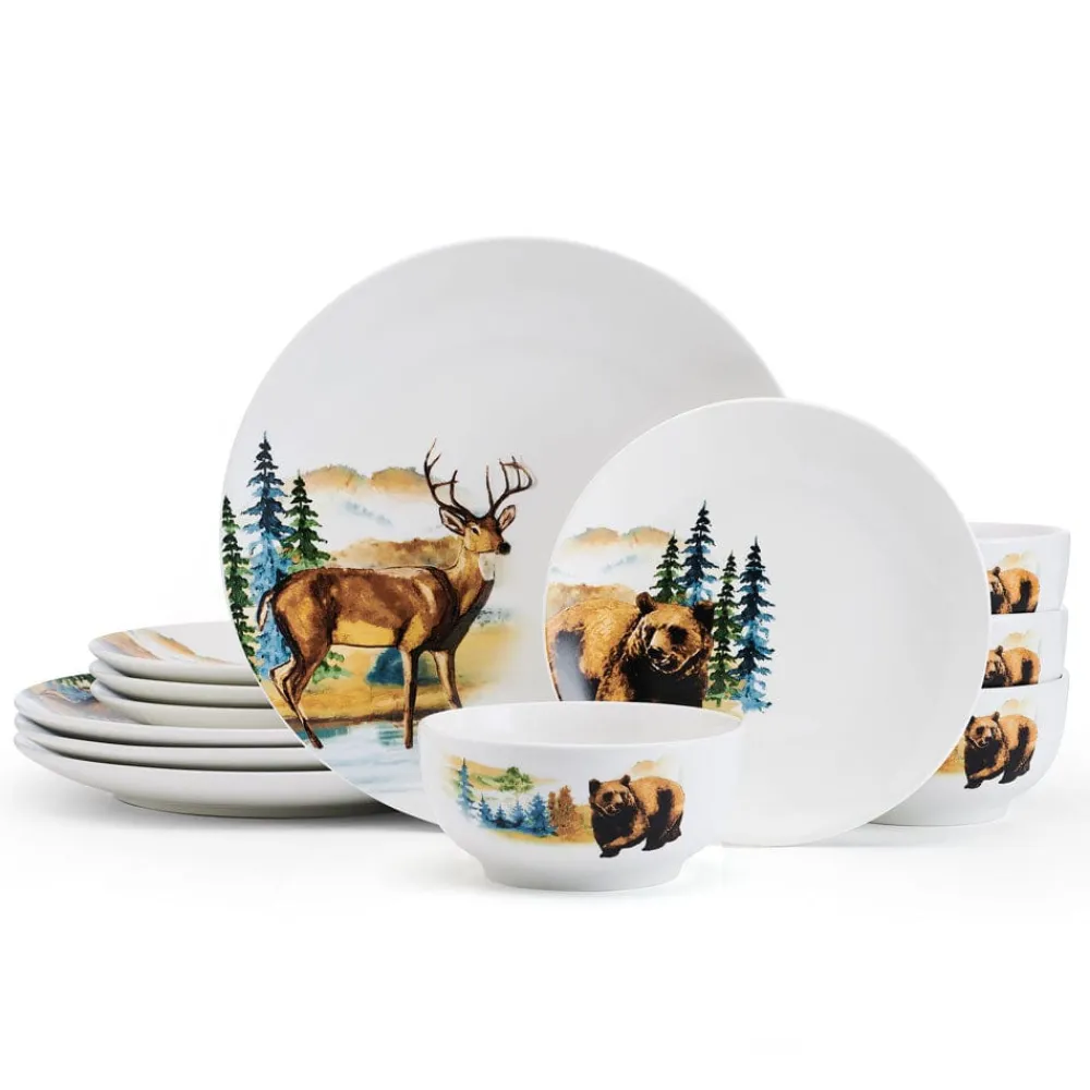 Studio Nova Woodland Animals 12 Piece Dinnerware Set, Service for 4- Dinnerware Service For 4