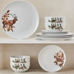 Studio Nova Woodland Wonders 12 Piece Dinnerware Set, Service for 4- Dinnerware Service For 4