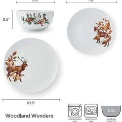 Studio Nova Woodland Wonders 12 Piece Dinnerware Set, Service for 4- Dinnerware Service For 4